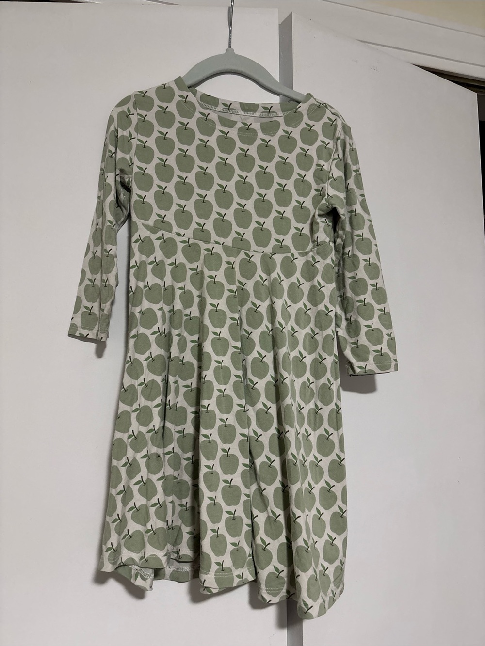 Sweet Bamboo 4T Girls' Green Apple-Print Long Sleeve Dress back to school